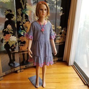 GAP Size 8 Blue Check Gingham Embroidered Dress